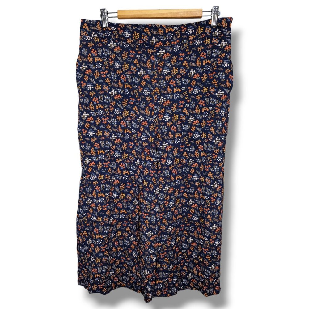 Madewell Garden Party Navy Floral Wide Leg Crop Pants Huston Sz XL